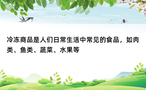 冷冻商品是人们日常生活中常见的食品，如肉类、鱼类、蔬菜、水果等