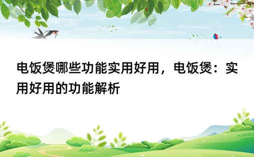 电饭煲哪些功能实用好用，电饭煲：实用好用的功能解析