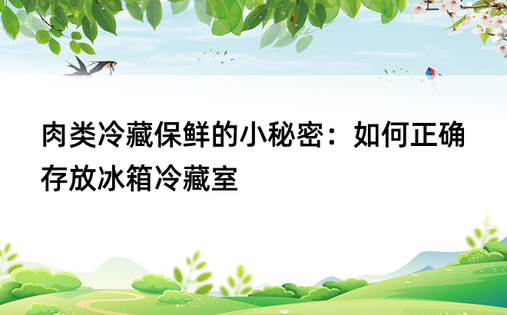 肉类冷藏保鲜的小秘密：如何正确存放冰箱冷藏室